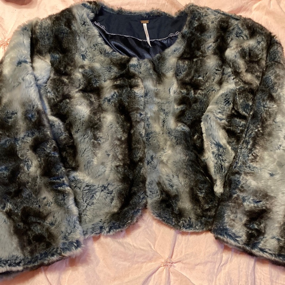 Free People Faux Chinchilla Bolero Jacket Med
